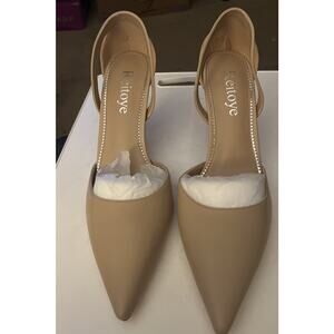 Reunite Women D'Orsay Dress Pumps Low Stilettos Heel Pointed Toe Size 8 Nude